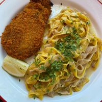 Milanesa con fideos  at Tita la Vedette in Buenos Aires