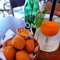 Cheese croquettes and lemonade at OhMA Gent in Ghent