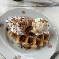Liège Waffle + ice cream (9,50€)  at OhMA Gent in Ghent