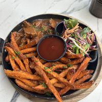 Oh!MA's secret stew (17,90€)
Sweet potato fries (4,50€)
Ketchup
  at OhMA Gent in Ghent