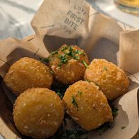Vegan cheese croquettes at OhMA Gent in Ghent