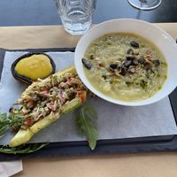 Marrow dish, stuffed zucchini and mushroom with vegan Béchamels   at Első Mádi Borház in Mad