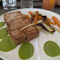 Tofu with vegetables at Piazza Grande in Locarno