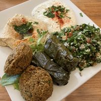 Vegetarian Mezza (can be made vegan), comes with a pita about 18” in diameter.  at Nicholas Restaurant in Portland