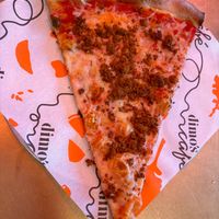 Vegan sausage slice (regular menu) at Dimo's Pizza - Lincoln Square in Chicago