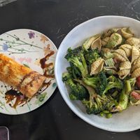 Salad and sausage roll at 103 the Store in Roxburgh