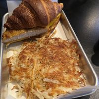 Croissant and egg sandwich with chicken   at Brunch Box in Springfield