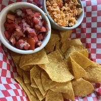 chips, rice, pico   at Tricky Fish in Charleston