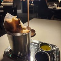 Bread with olive oil and balsamic vinegar at EDGE in Denver