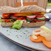 "Schwemmholz vegan" (7.50€) decent portion, but a bit too dry for my taste at Bootshaus Ardeas Seenwelt in Bad Soden-salmuenster