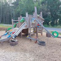 One part of the playground where kids can play with wooden marbles (available for 2€) at Bootshaus Ardeas Seenwelt in Bad Soden-salmuenster