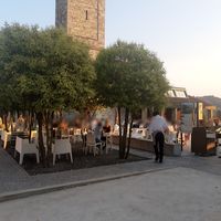 Seating on square at Conca Bella in Vacallo