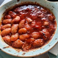 Riesenbohnen in Tomatensauce at Poseidon Garden in Landshut