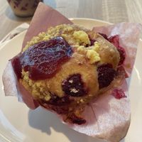 Vegan raspberry lemon muffin   at Starbucks - Salzburg Hbf in Salzburg
