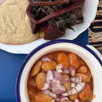 Beet salad & giant beans  at The Mills - Παραδοσιακό καφενείο "οι μύλοι" in Astypalaia