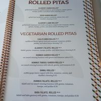 Wraps menu, VG denotes Vegan, as of Jan 11 2024 #Veganuary at Aladdin's Eatery in West Chester