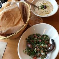 Hummus & tabouli  at Aladdin's Eatery in West Chester