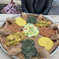 Double vegan special with Injera  at House of Habesha in Salford