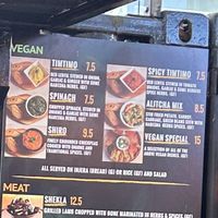 Vegan menu  at House of Habesha in Salford