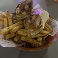 Vegan wrap and fries   at House of Habesha in Salford