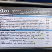 Menu at Dukes Coffee Company in Cork