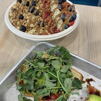 Smoothie bowl + toast  at Pressed on Main in North Bend