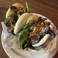 Mushroom buns  at Rakkan Ramen in Dallas