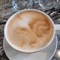 Oat mylk latte at Bay Restaurant in Dublin