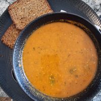 Moroccan chickpea and tomato soup at Bay Restaurant in Dublin