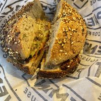 Spicy tempeh bagel   at Pavement Coffeehouse - Newbury in Boston
