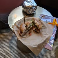 Vegan Tequila Breakfast Sandwich: marinated tofu, sprouts, salsa, avocado on multigrain bagel at Pavement Coffeehouse - Newbury in Boston