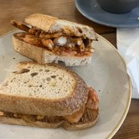 Crispy mushroom and kimchi sandwich   at Saint Kitchen in Birmingham