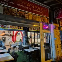 Restaurant outside & view inside at Buddha's Eye Indian Restaurant in Mallorca