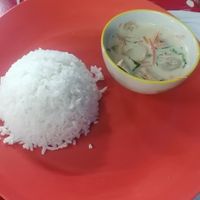 Fried chicken in curry sauce, 85 baht, yummy!! But small portion at Nong J - ร้านน้องเจ in Phuket