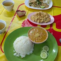 Massaman curry and fried tofu at Nong J - ร้านน้องเจ in Phuket