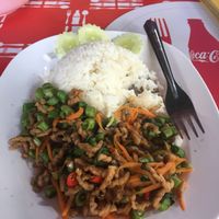 Minced vegetables and fake meat with basil at Nong J - ร้านน้องเจ in Phuket