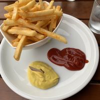 Fries with Mustard and Ketchup   at Schiffercafe Kiel in Kiel