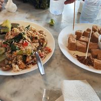 Fried rice and crispy tofu at Kin & Koff Café in Bangkok