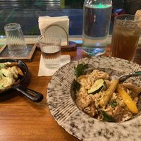 Yamaboshitake risotto, cheese volcano fries and wintermellon cooler  at Chilldren - 小孩吃素(新美店) in Tainan