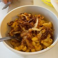 Mac and cheese (crispy onions on top)  at Hey Sunshine Kitchen in Culver City