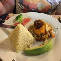 Rocoto relleno (stuffed capsicum / pepper) at Shaman Restaurant in Cusco