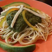 Pesto pasta at Shaman Restaurant in Cusco