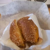 Vegan patty bagel at Brad & Dills in Hertford
