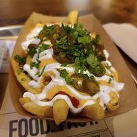 Chili cheese chips, with garlic chips at Frittenwerk - Alexa Mall in Berlin