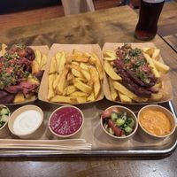 Vegan steak and baconase, purple hummus and lemon mayo dips   at Frittenwerk - Alexa Mall in Berlin