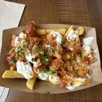 Vegan Currywurst with fries.  at Frittenwerk - Frankfurt Hbf in Frankfurt