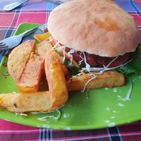 Pumpkin burger (ask for no mayo) at Namfon in Don Det