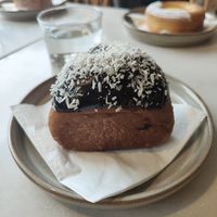 Gingerbread with filling and toped with chocolate and coconut at Socker Sucker in Stockholm