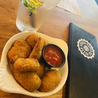 Fried Artichokes with marinara. Vegan & Excellent!  at Steel City Pizza in Mount Pleasant