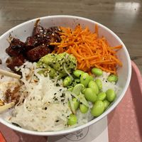 Tofu bowl. As of January 2024, this is the only vegan item. Bao and ramen are vegetarian only    at Corner Yaki in Durham